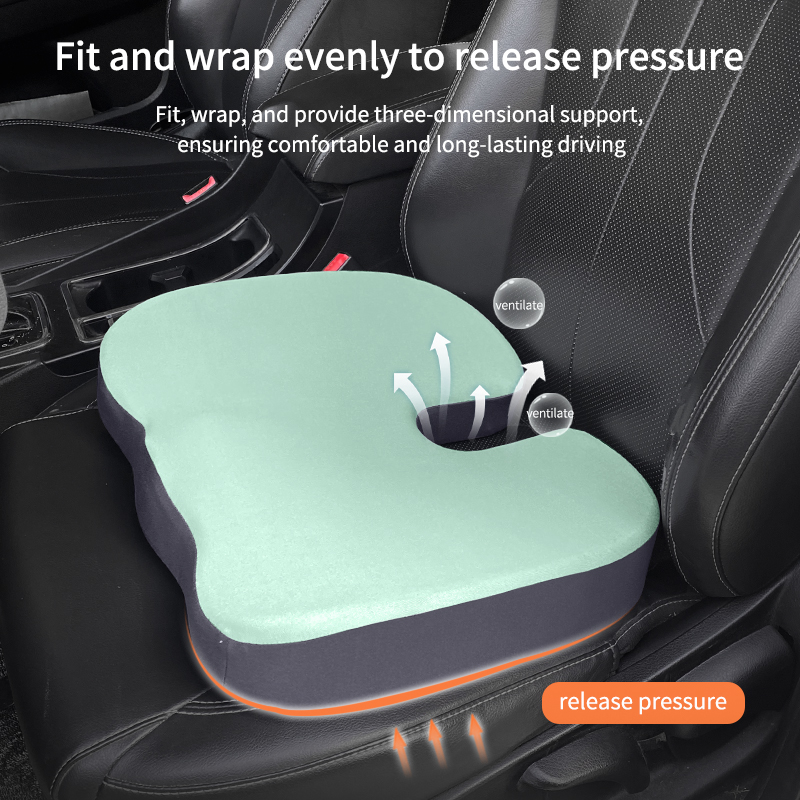 Premium Car Seat Cushion &amp; Back Support Pillow Set - Memory Foam For Pain Relief
