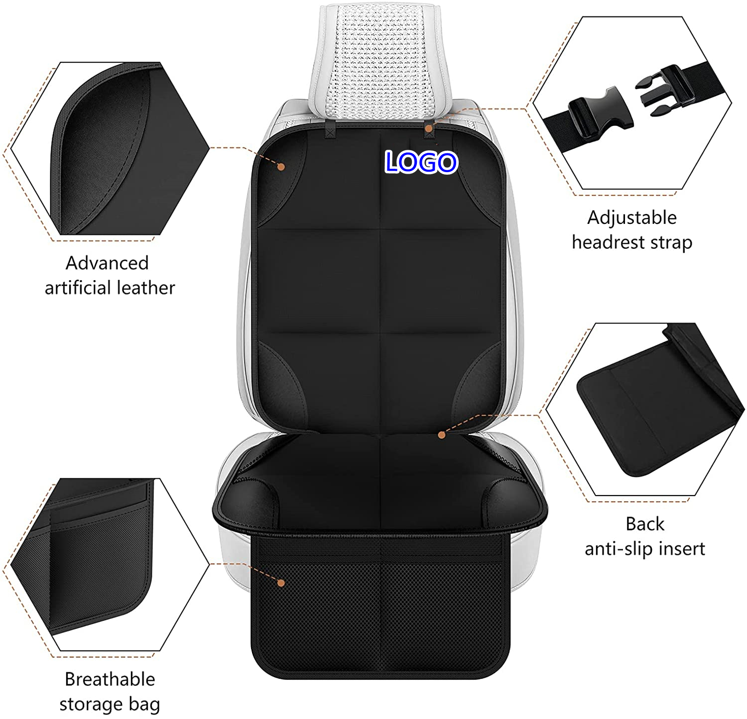 Car Seat Protector Protect Child Seats with Thickest Padding and Non-Slip Backing Mesh Pockets for Baby and Pet