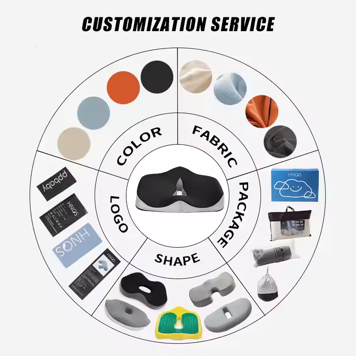 Portable OEM ODM Patent Custom Pressure Relief Home Office Chair Ergonomic Coccyx Orthopedic Car Memory Foam Seat Cushion