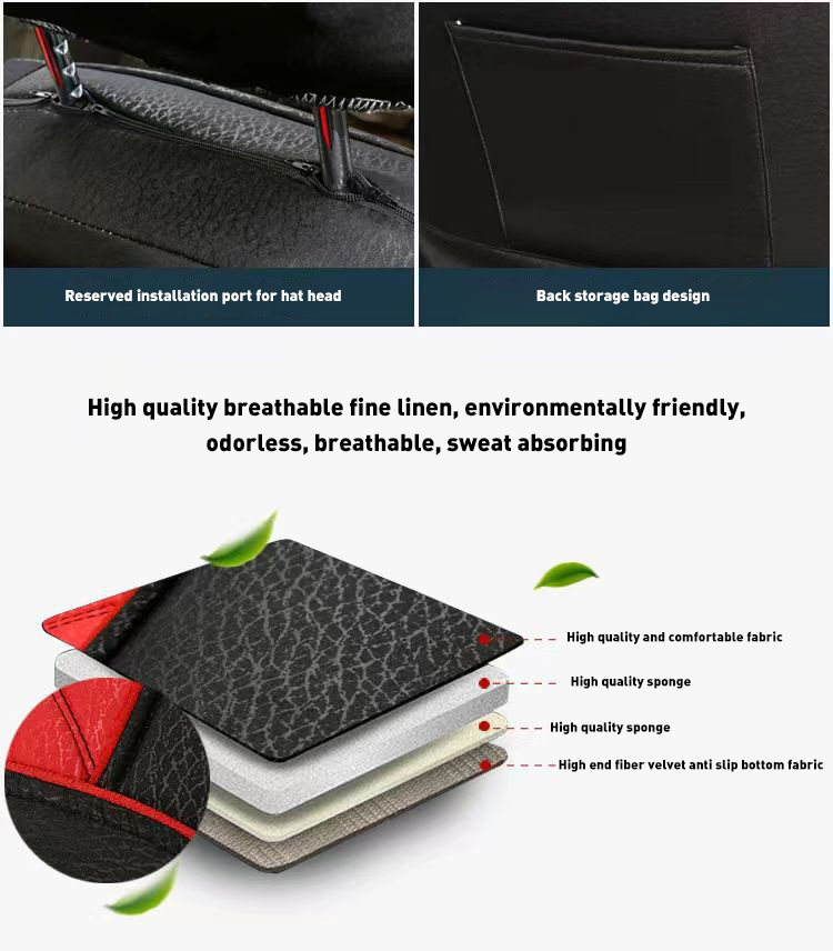 Four Seasons Universal Linen Waterproof Wear-Resistant Car Seat Covers Full Set 5 Pcs Customizable Size &amp; Color