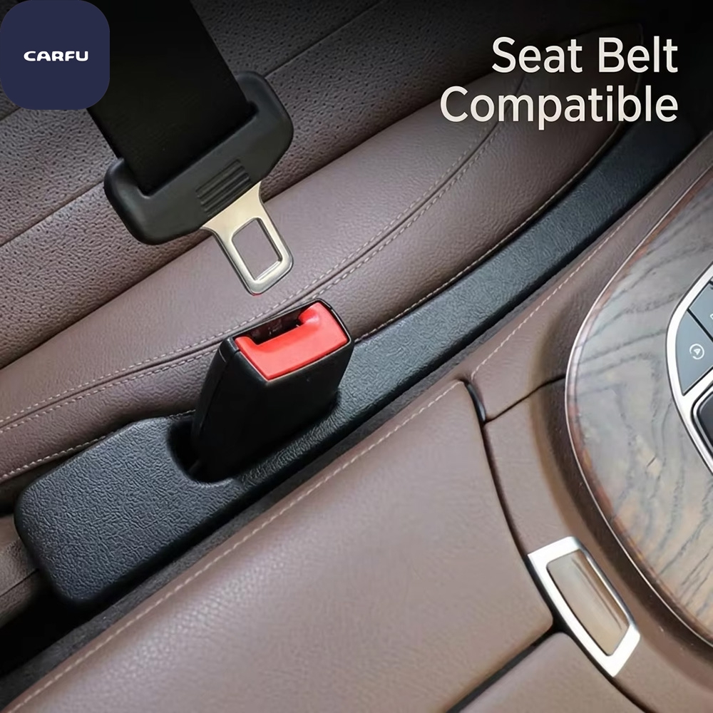 CARFU 2024 Universal Foldable Car Seat Gap Filler Organizer Phone Slot Leak-Proof Sealing Strip Soft Polyester Seat Side