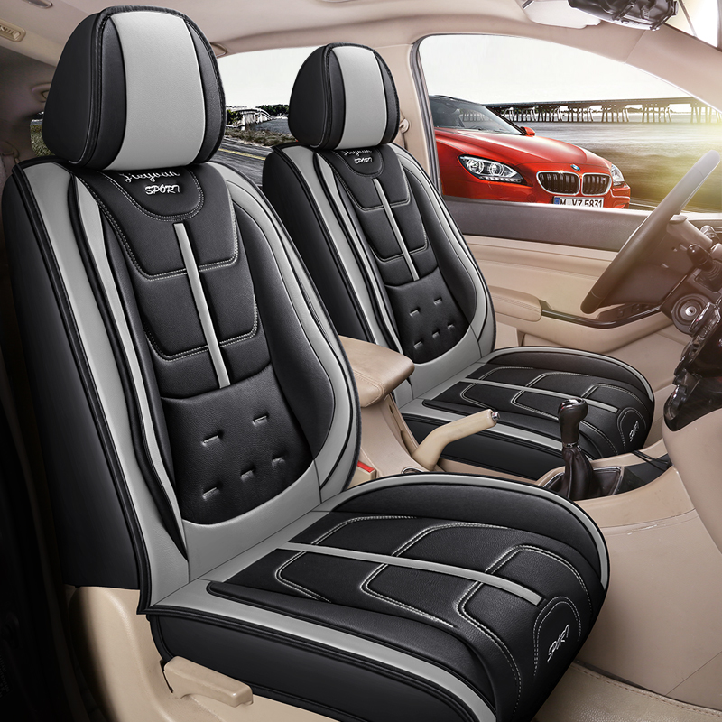 Car Seat Cover for Luxury &amp; Comfort - PU Leather, Anti-Slip, Full Wrap Protection with Storage Pocket for Bottom Cushion