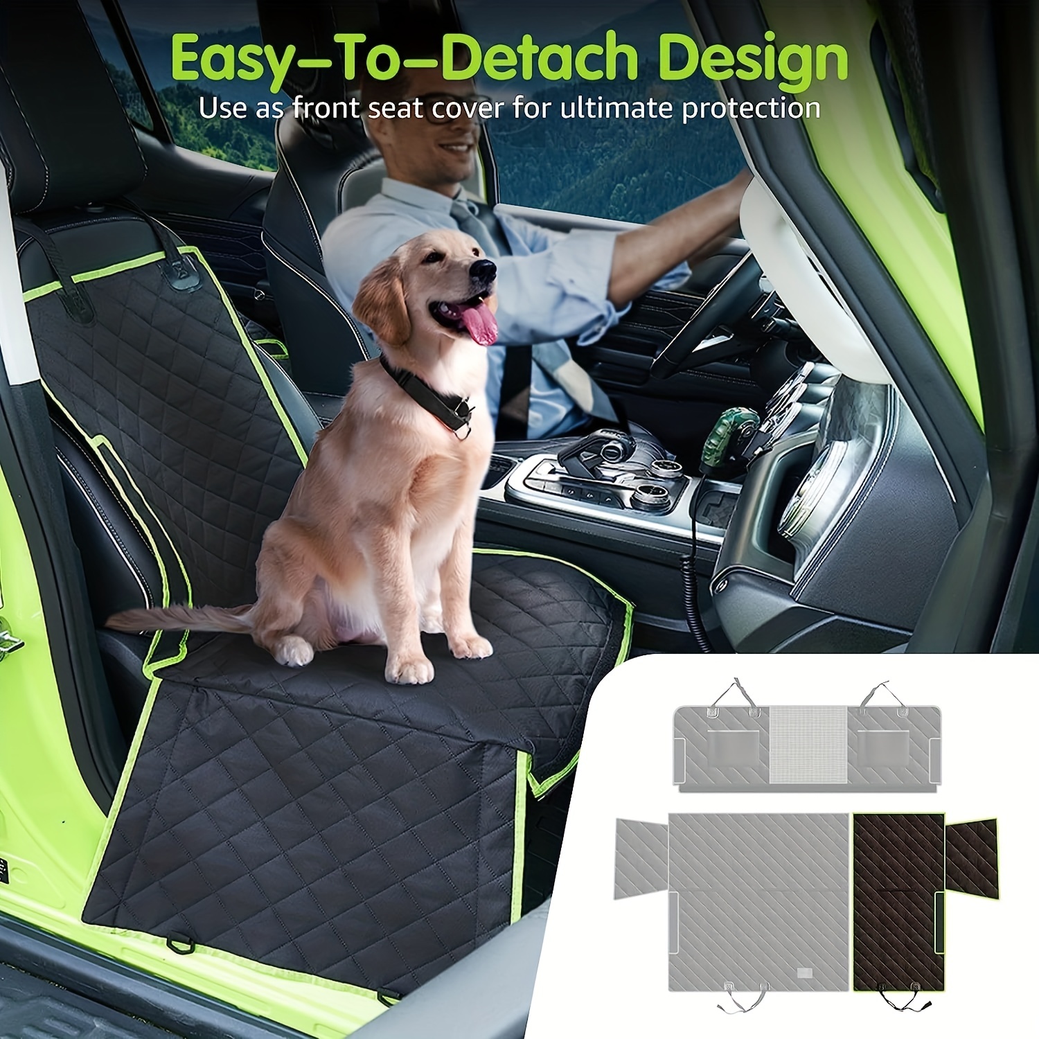 100% Waterproof Non-Slip 6-in-1 Dog Car Seat Cover Upgraded Oxford Protector for Car Back Seat Window Mesh Nonslip Design