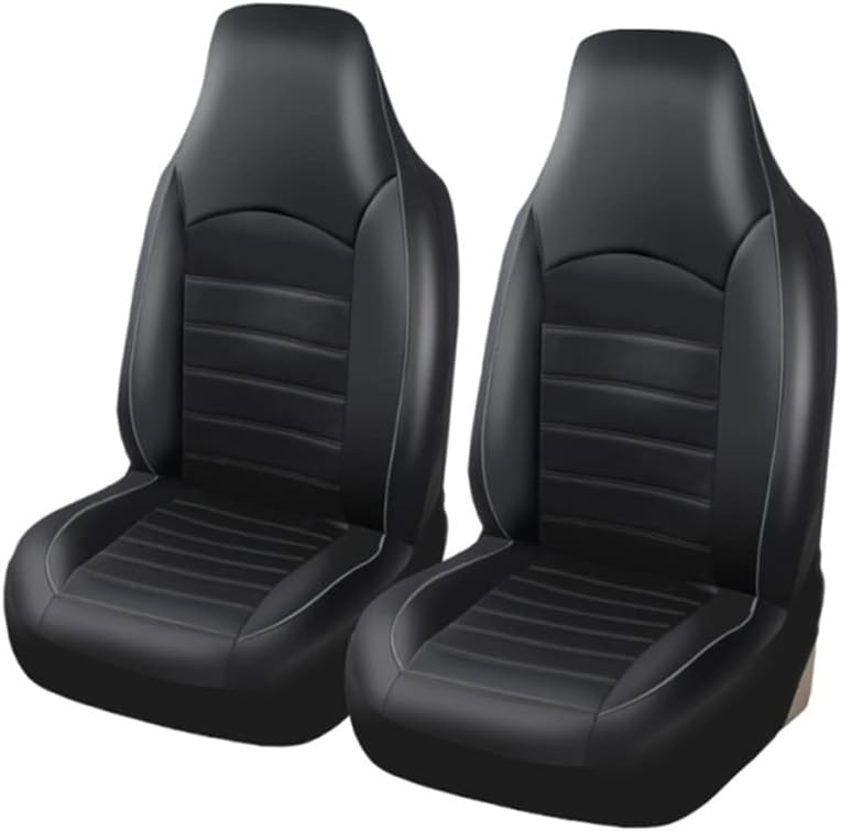 Classic Universal PU Leather Car Front Seat Covers High Back Bucket Seat Cover Fit Most Cars Trucks SUVS, or Vans