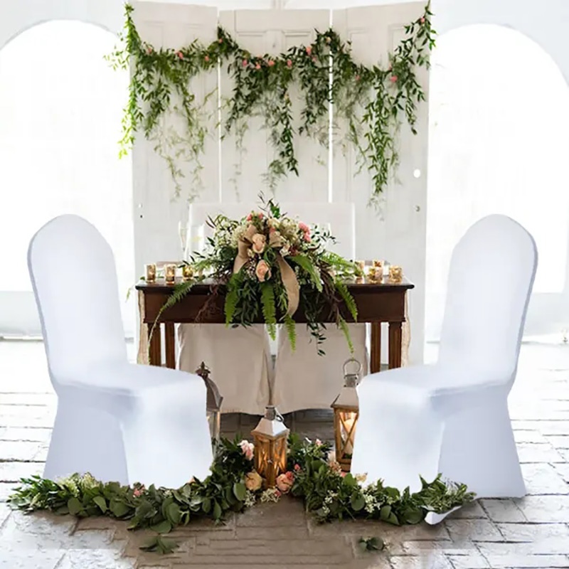 Lowest Price White Banquet Wedding Decoration Chair Covers Universal Spandex Stretch Chair Cover