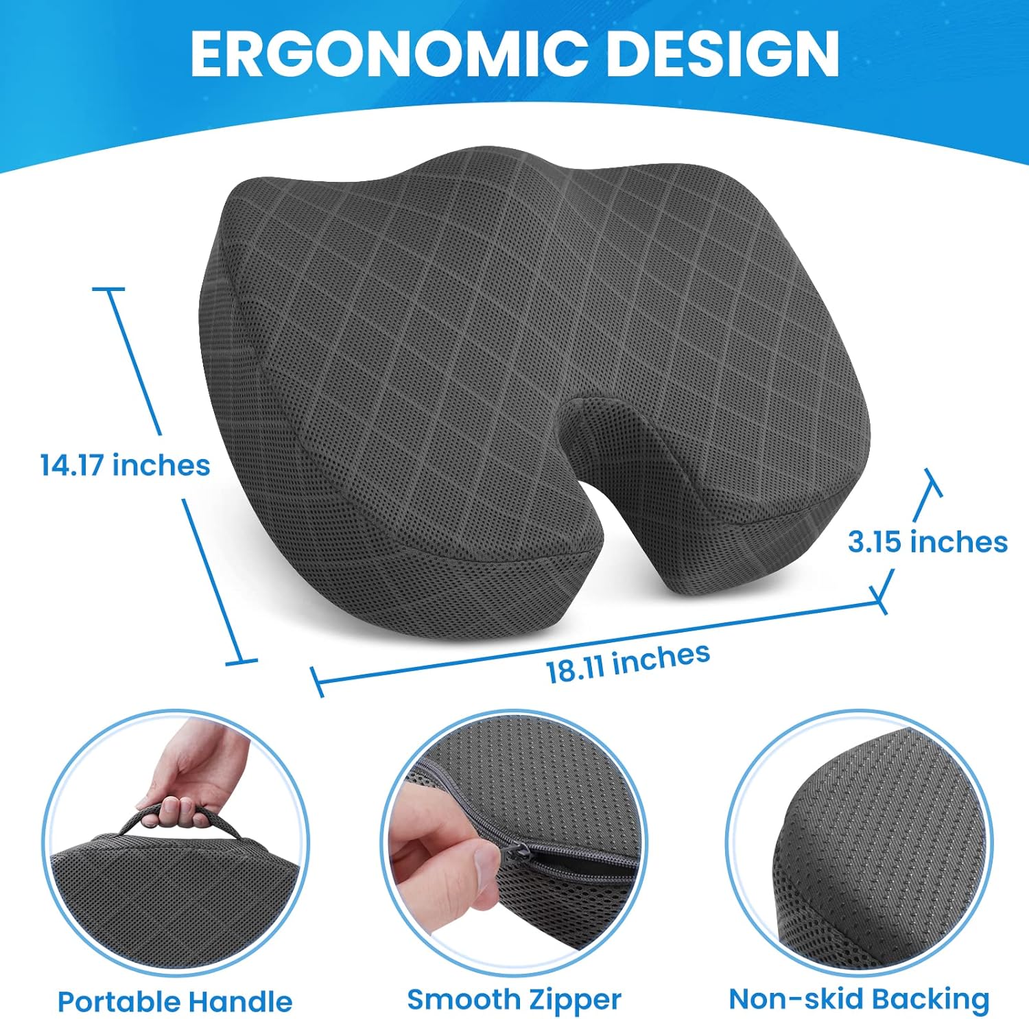 Memory Foam Seat Cushion for Sciatica Relief in Office and Car Seats