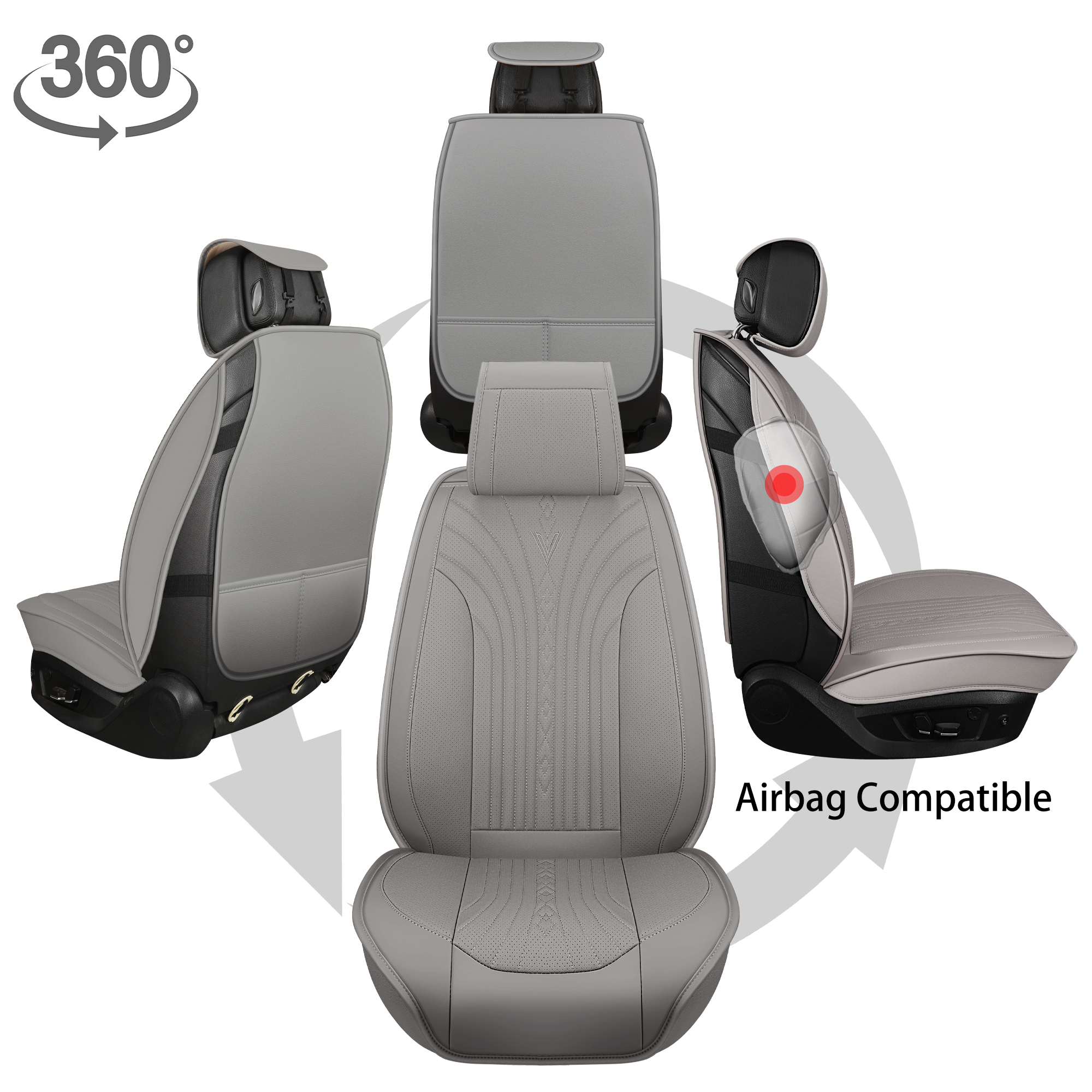 YUHCS Leather Car Seat Covers, Car Seat Covers Full Set, Breathable Automotive Seat Covers for Cars SUV Pickup Truck