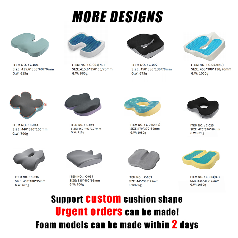 Portable OEM ODM Patent Custom Pressure Relief Home Office Chair Ergonomic Coccyx Orthopedic Car Memory Foam Seat Cushion