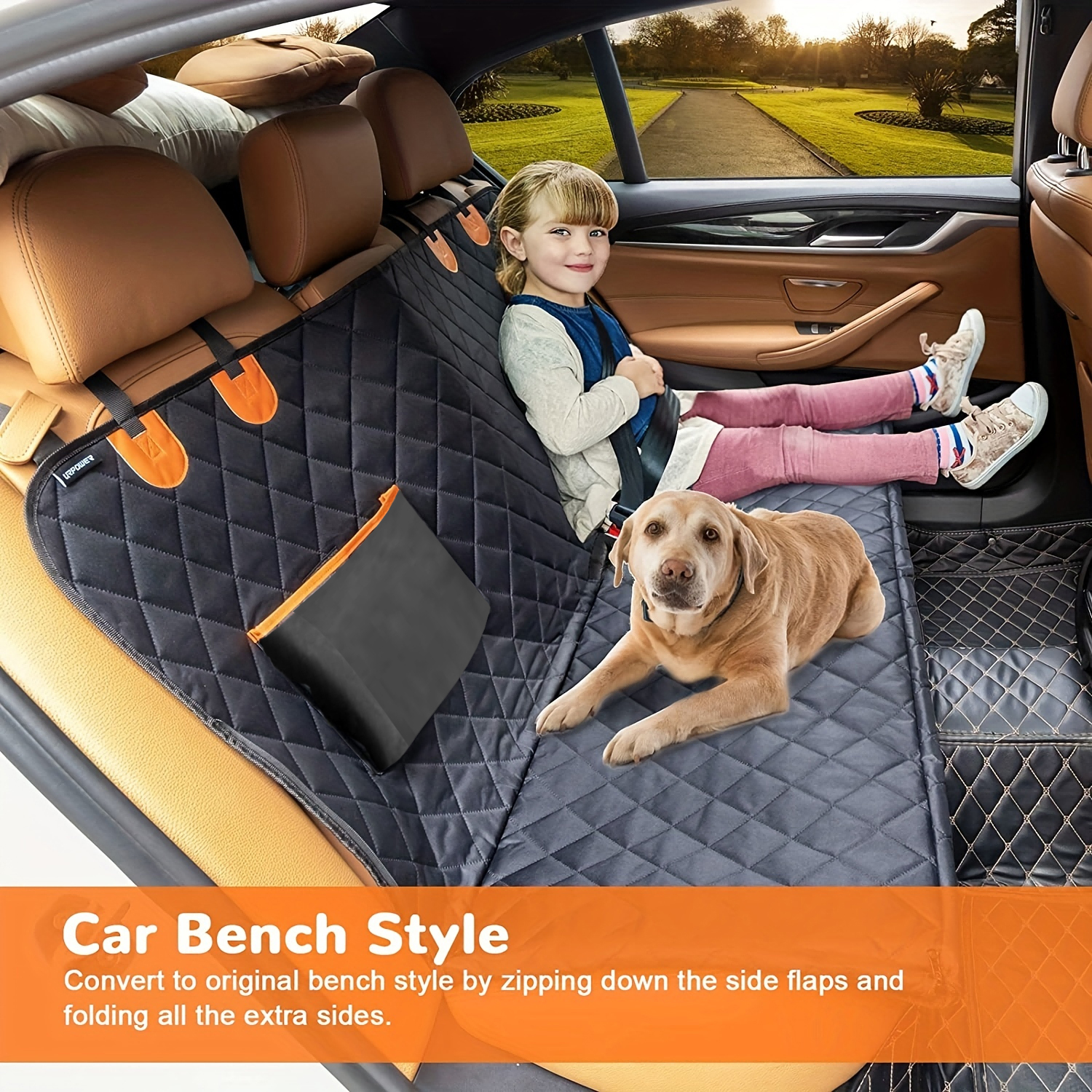 Waterproof Large Pocket Pet Seat Cover Hammock 600D Heavy Duty Oxford Scratch Proof Durable Soft Pet Back Seat Covers for Cars