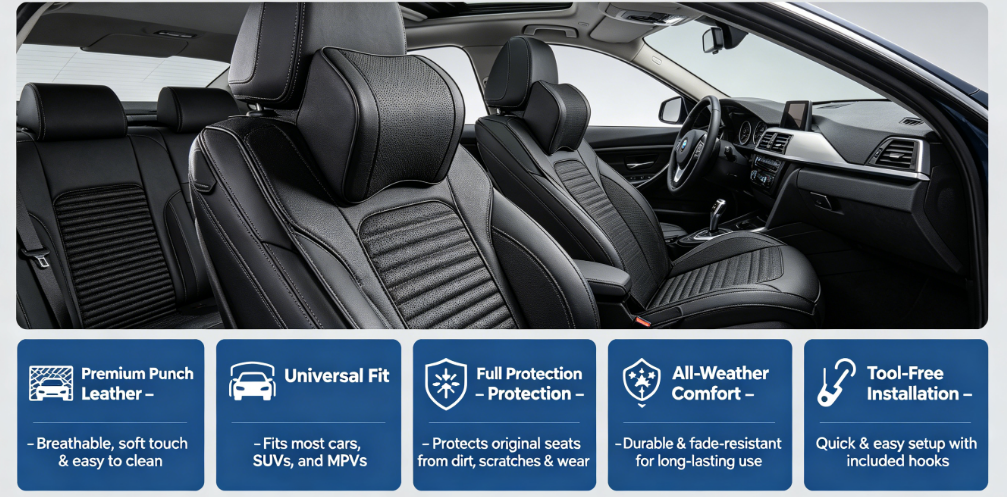 Light Breathable Fabric Seat Cover Sweat Absorbent for Commercial Vehicles and Long Distance Driving