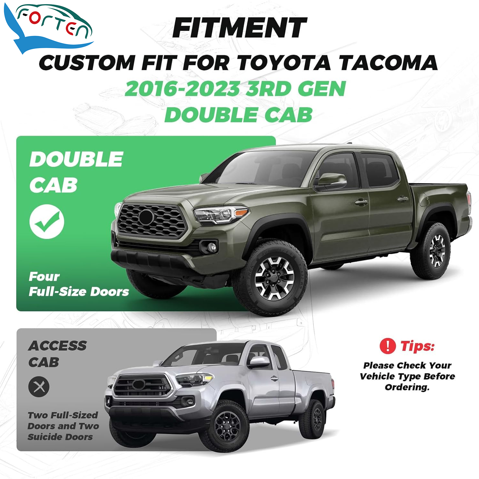 Tacoma Double Cab Perfect Fit covers