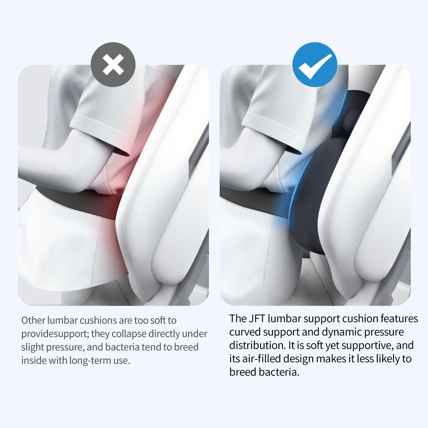 Inflatable Lumbar Support Pillow for Office Chair Car Seat Back Support Cushion with Airbag for Reducing Lower Back Pain