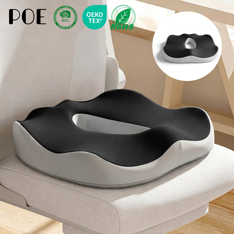 Ergonomic Memory Foam Seat Cushion For Home &amp; Car Chairs Non-Slip Pain Relief Removable Cover Washable