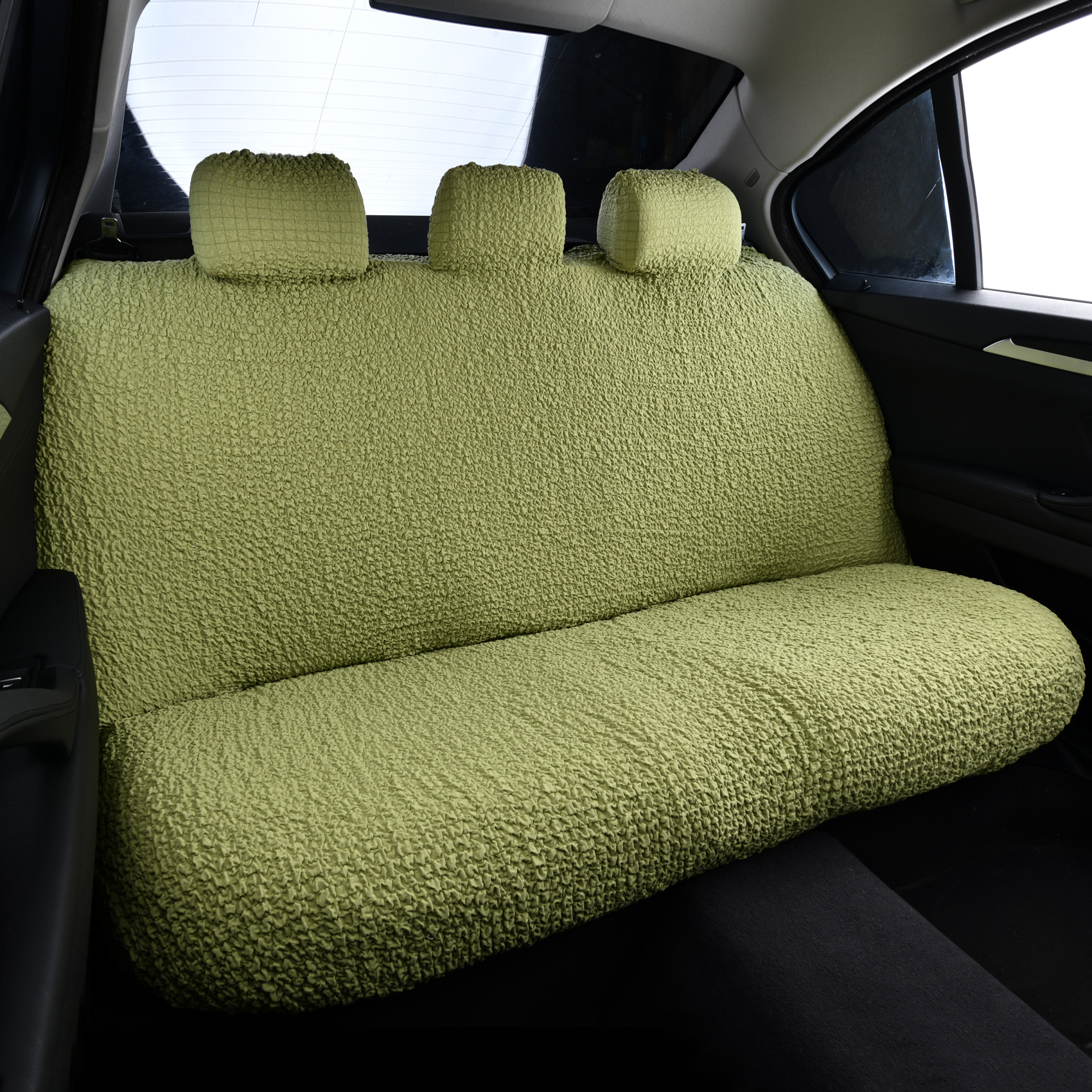 Bubble Fabric Universal Elastic Car Seat Cover Rear Seat of Car Fabric Dustproof Cushion Cover Backrest Headrest Integrated