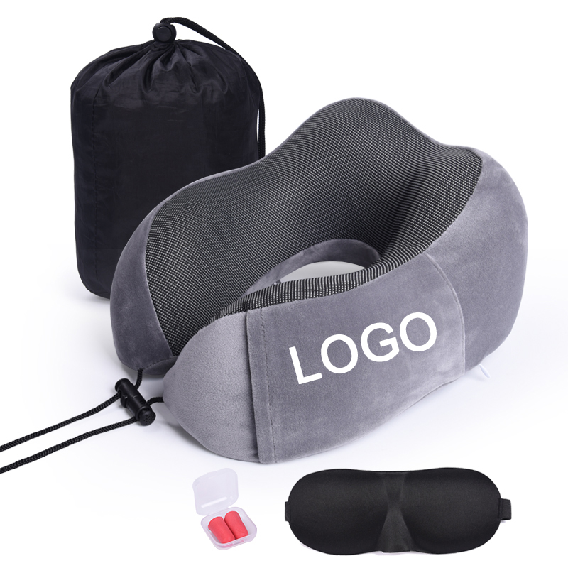 Small Order Logo Customize Travel Neck Pillow Memory Foam U Shape for Car Airplane Travel Kits With Carry Pouch Bag