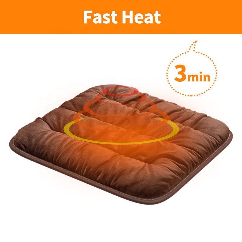 Anjuny Soft Quilted USB Car Seat Heater Pad Square Home Office Outdoor Heated Cushion Lumbar Pillows Foam Office Chair