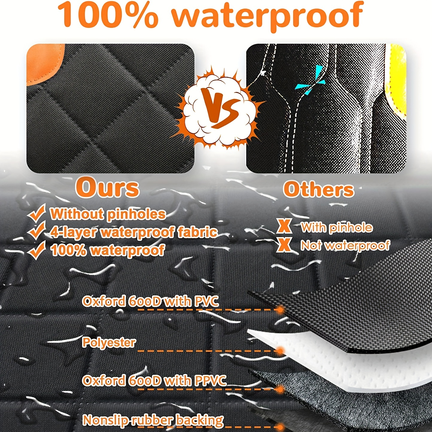 Waterproof Large Pocket Pet Seat Cover Hammock 600D Heavy Duty Oxford Scratch Proof Durable Soft Pet Back Seat Covers for Cars