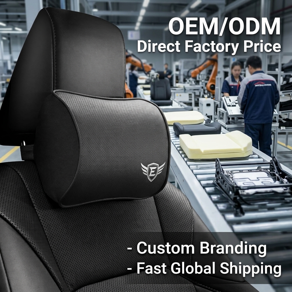 Ergonomic Breathable Mesh Car Neck Headrest Pillow for Driving Pain Relief, Universal Auto Neck Rest Support Cushion OEM Factory