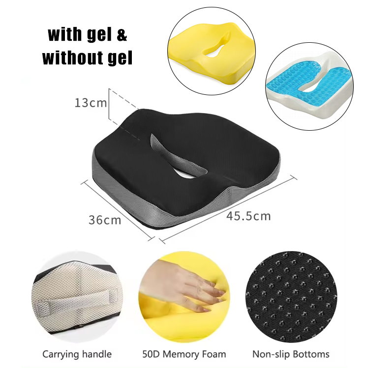 Portable OEM ODM Patent Custom Pressure Relief Home Office Chair Ergonomic Coccyx Orthopedic Car Memory Foam Seat Cushion