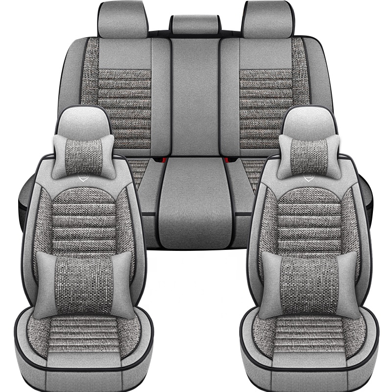 Eco-friendly Luxury Breathable Linen Flax Universal Size Car Seat Covers Full Set for Accord Civic CR-V &amp; VW Golf Passat