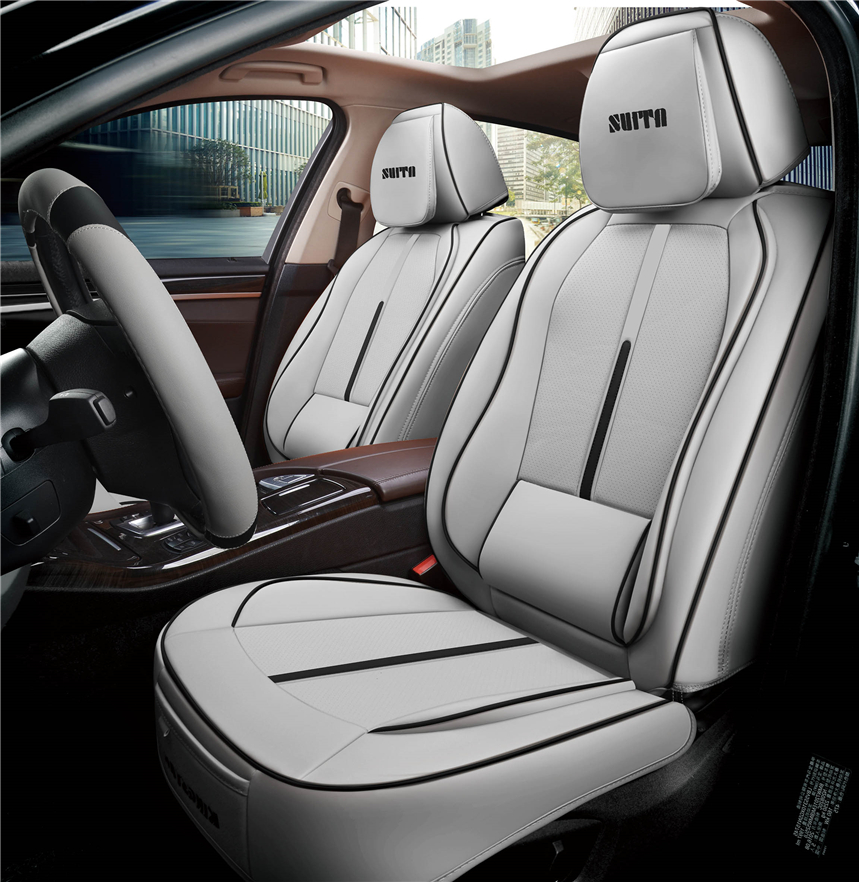 Customized 5pcs Full Set SUV Car Seat Covers Luxury Leather Cushion Covers for Golf/Passat/CC Universal Fit Airbag Compatible
