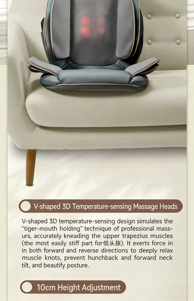 Ergonomic 3-in-1 Massage Seat Cushion, Heat Therapy &amp; Vibration Massage Mat for Car Travel Home Use