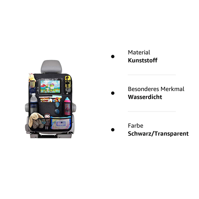 Custom Logo 600D Oxford Car Back Seat Organizer Storage Bag Clear Screen Car Box Storage With Touch Screen Tablet
