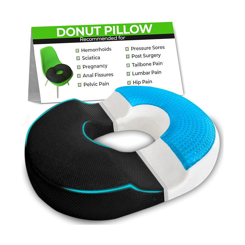 High Rebound Comfort Doughnut Cushion Foam and Gel Ring Cushion Soft Pillow Hemorrhoid Tailbone Seat Cushion for Sitting