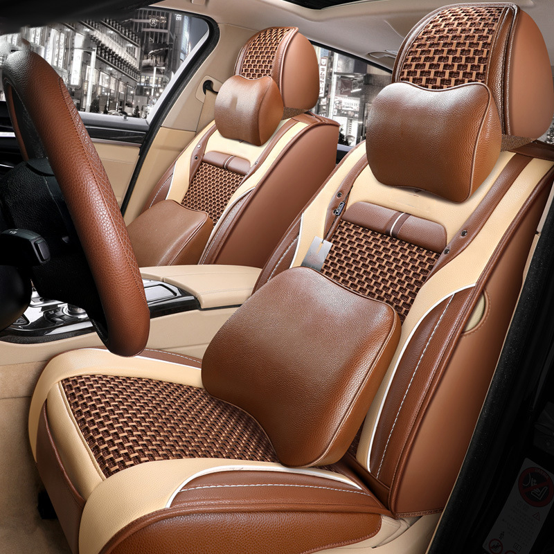 Pu Leather Front Car Seat Covers Full Set for for Single Color Universal
