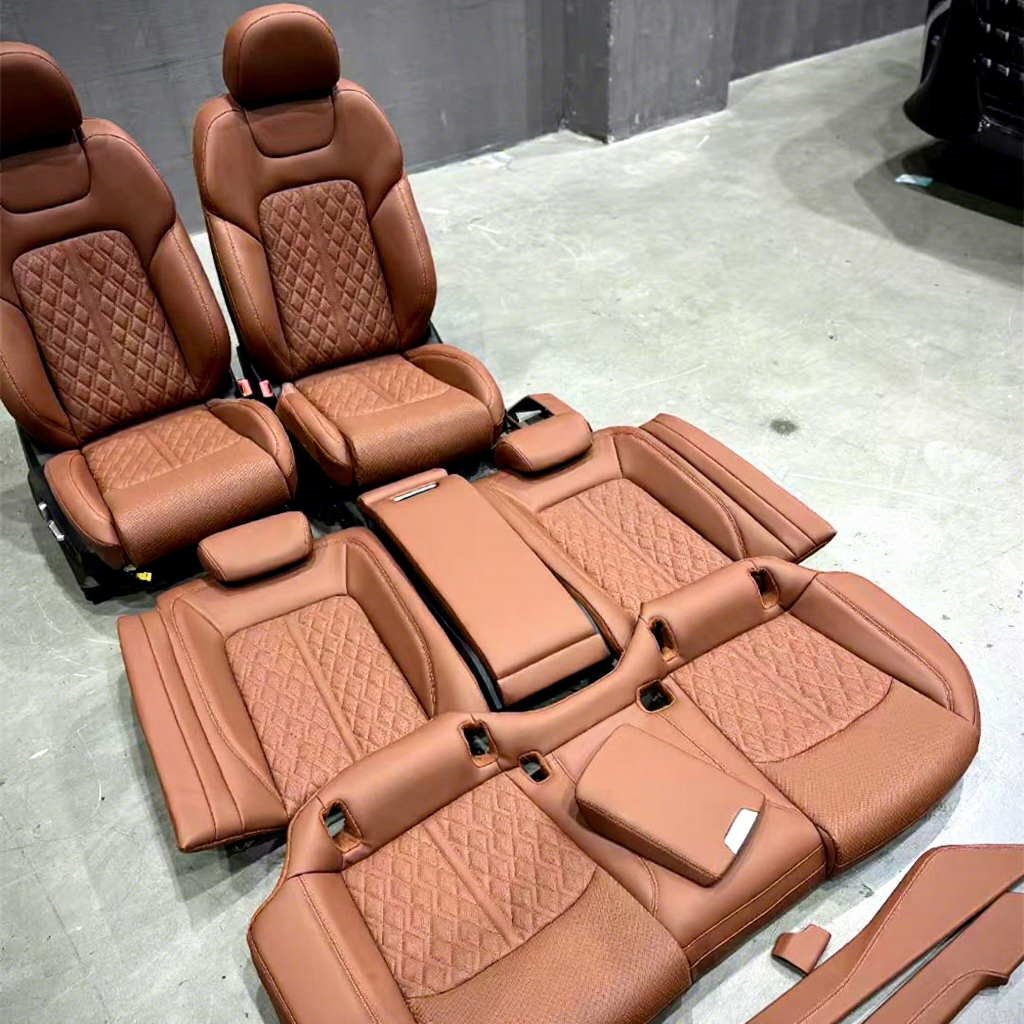 Source Factory Full Set Cowhide Leather Seat Cover Custom Fit Car Seat Leather Cover for A4 A6 A7 A8 Interior Upgrade