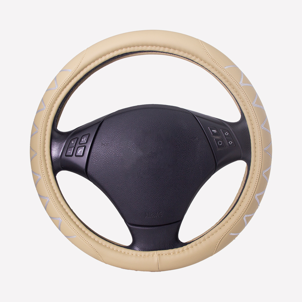 Three-Spoke Steering Wheel Cover, 5s Quick Install Elastic Auto-lock Design, Universal Fit Non-slip Firm Grip Car Interior Decor