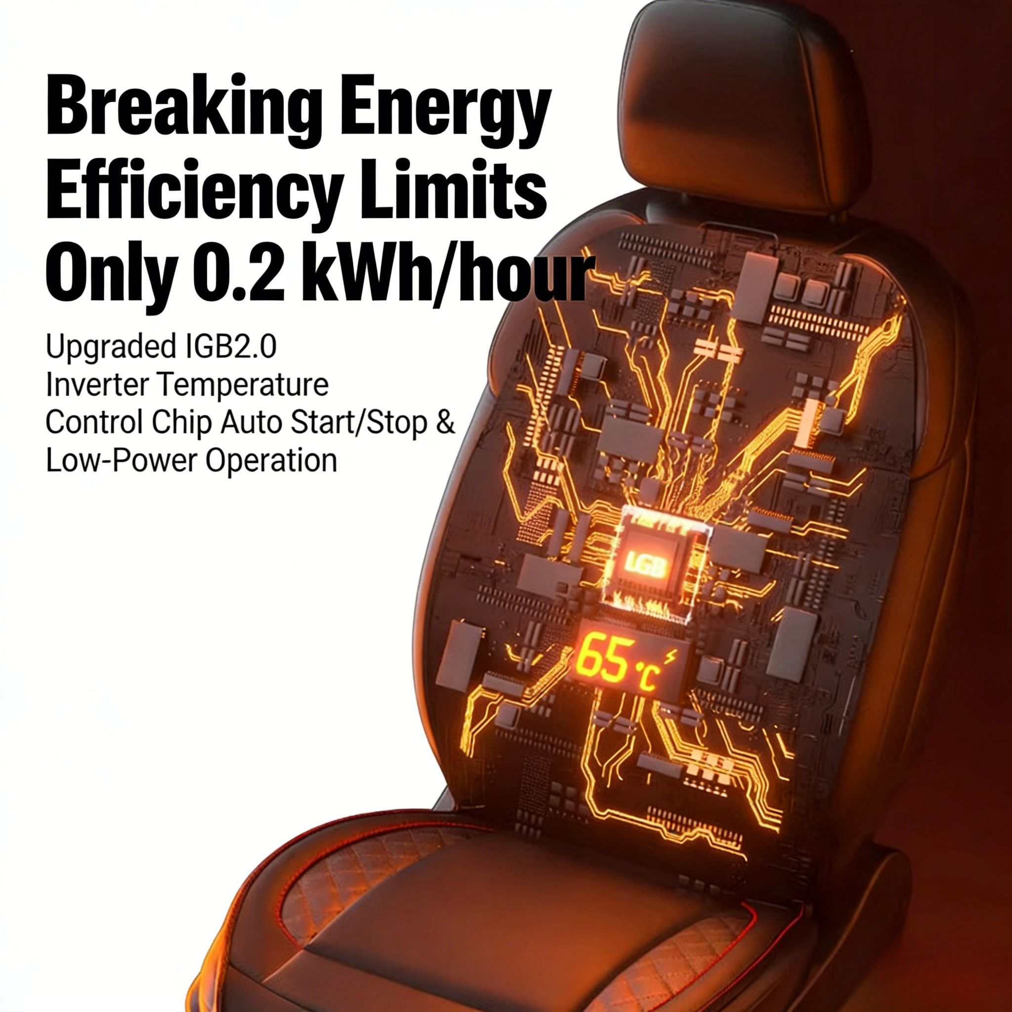 Universal Leather Car Heated Seat Cushion Graphene Technology Massage | Warm Keeping Lumbar Heater for Winter Driving Comfort