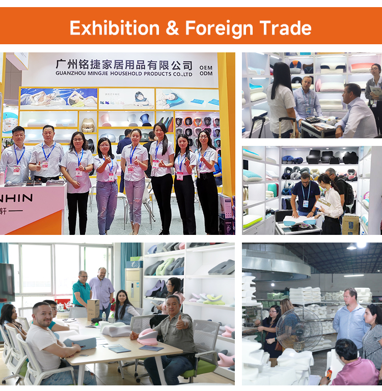 Industry exhibition show booth displaying memory foam products