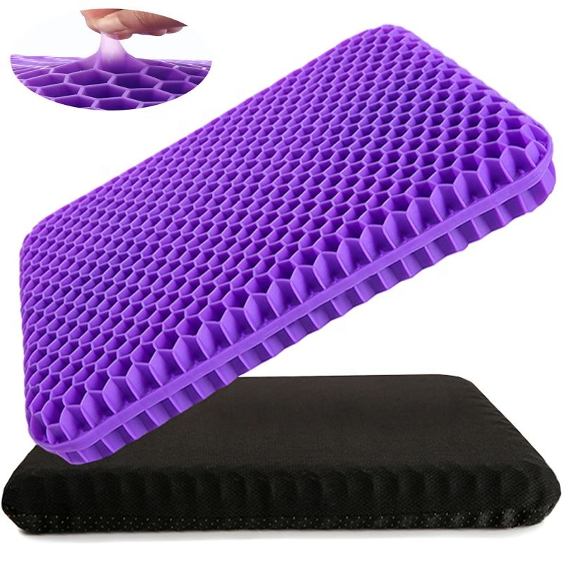 High Quality Comfort TPE Gel Cooling Square Seat Cushion Polyester Cover Relief Pain Ergonomic OEM ODM Functional Seat Cushion