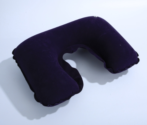 Air Inflatable U-shaped Flocking Soft Rest Pillow Neck Car Headrest Air Cushion Pillow Necessary for Sleeping Travel Airplane