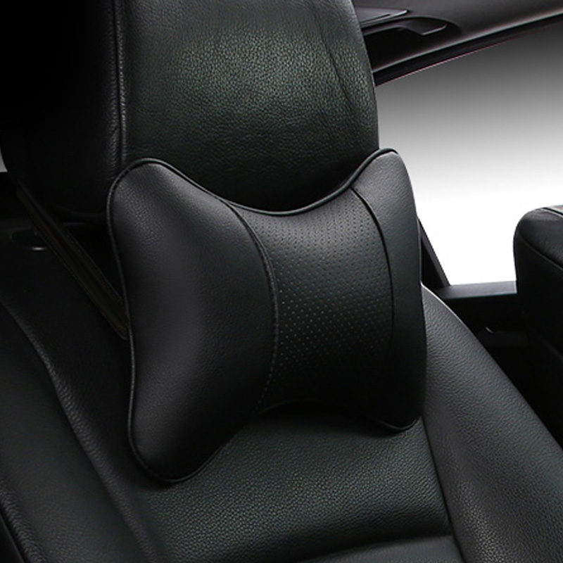 Car Neck Pillows Both Side Pu Leather 1pcs Pack Headrest for Head Pain Relief Filled Fiber Universal Car Pillow