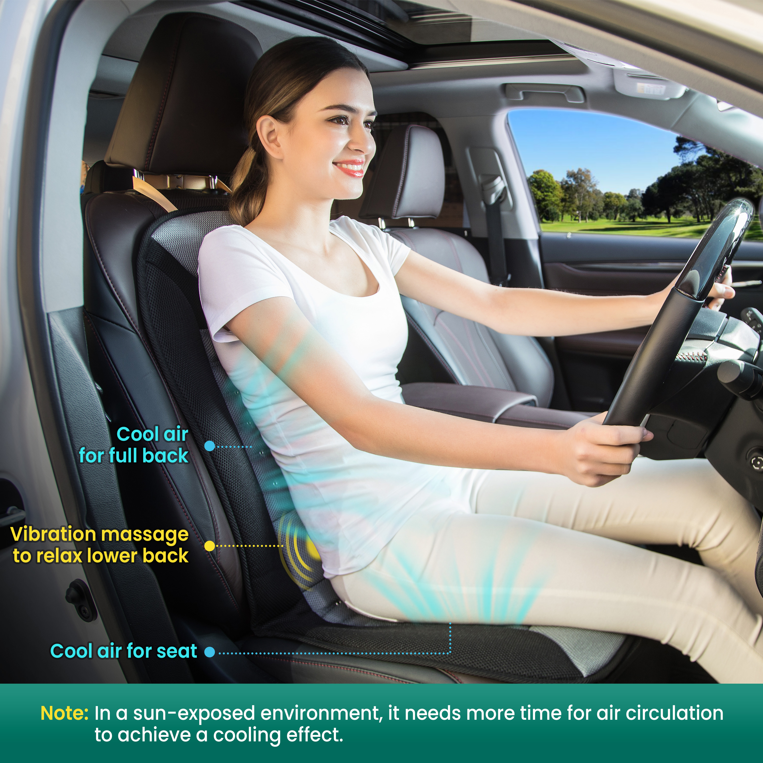 Factory Wholesale Cooling Car Seat Cushion Massage Vibration Air Ventilated Fan Air Conditioned Cooler Cushion Massager