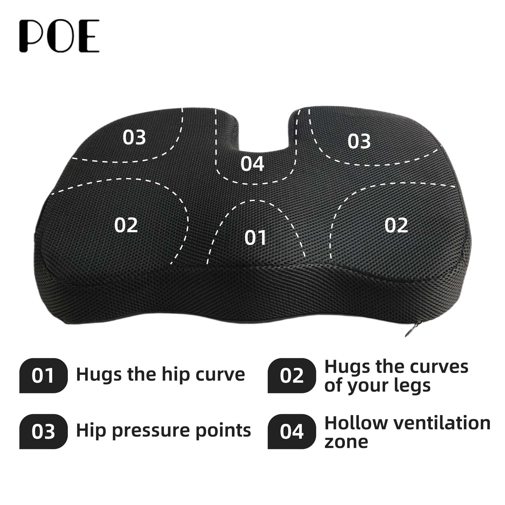Factory Hot Selling Customized Portable Orthopedic Cooling Anti slip Office and Home Thick Memory Foam Gel Seat Cushion