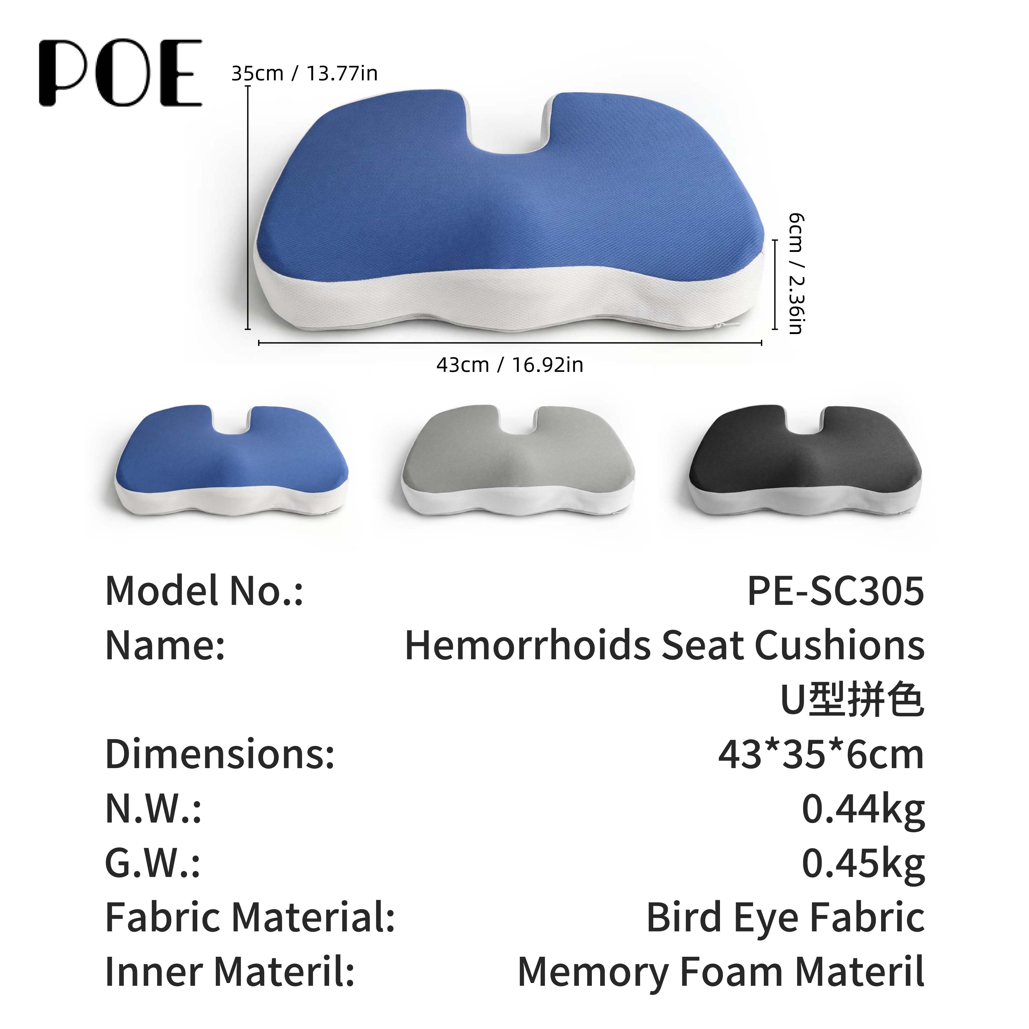 High Quality Coccyx Orthopedic Seat Cushion Cooling Gel Seat Cushions Memory Foam Ergonomic Pressure Relief Seat Cushion