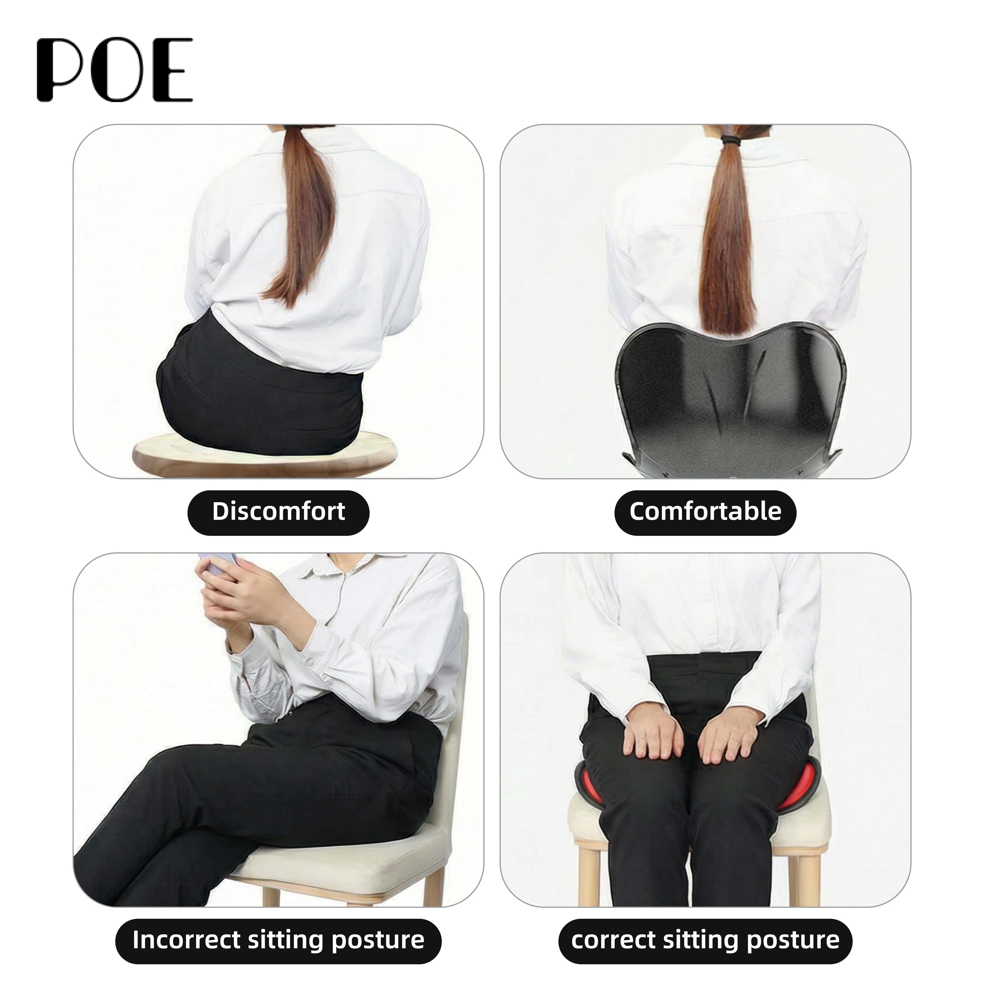 Professional Ergonomic Foldable Memory Foam Filling 100% Polyester Customizable Removable Washable Back Car Lumbar Seat Cushion