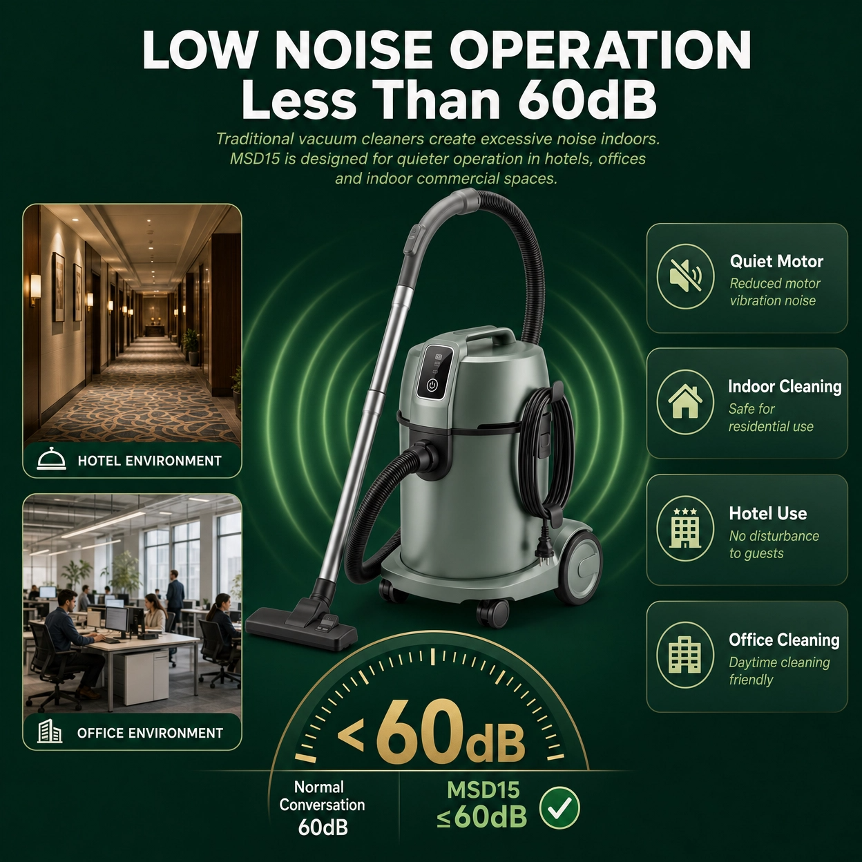 Portable Electric Car Vacuum Cleaner 1200W Low Noise Commercial Use 15L Capacity Wet &amp; Dry Carpet Dust Collection