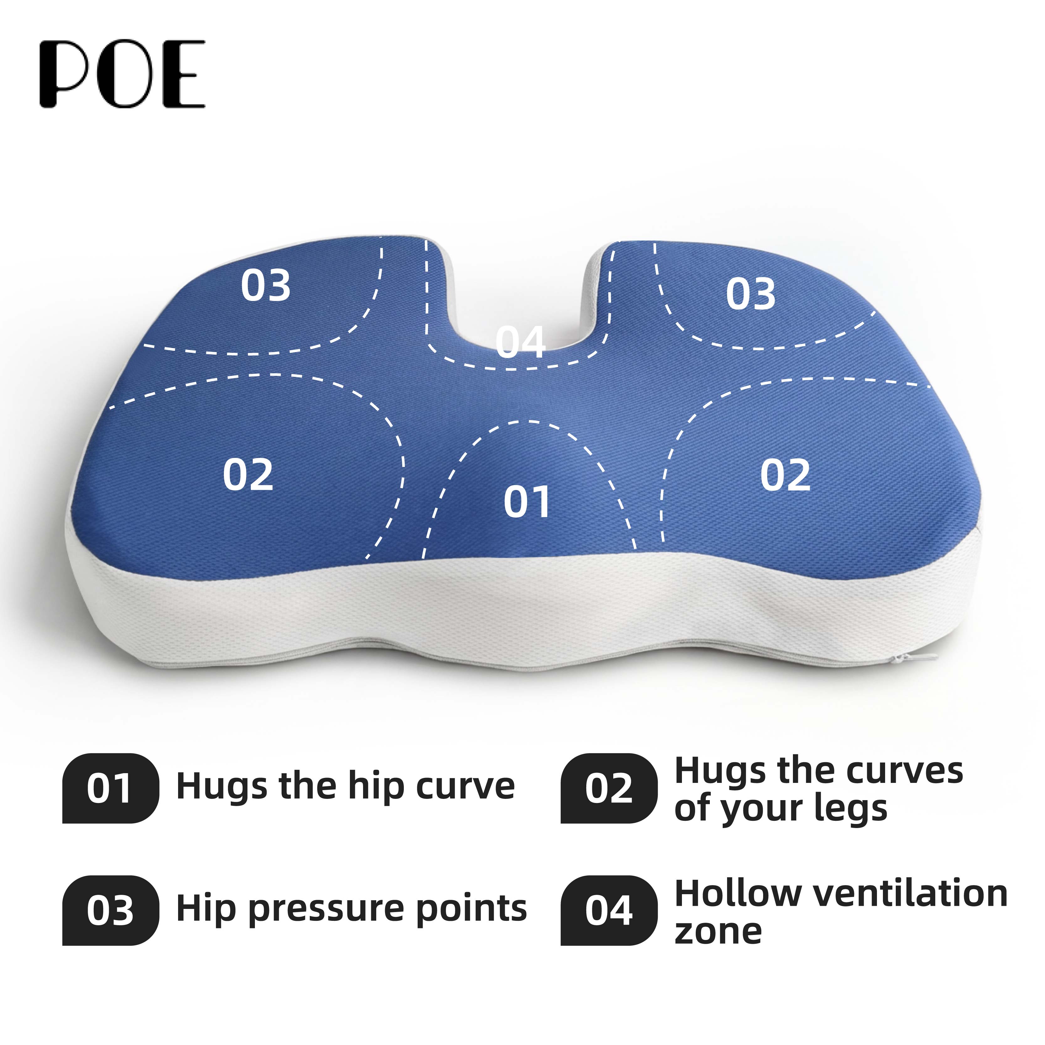 High Quality Coccyx Orthopedic Seat Cushion Cooling Gel Seat Cushions Memory Foam Ergonomic Pressure Relief Seat Cushion