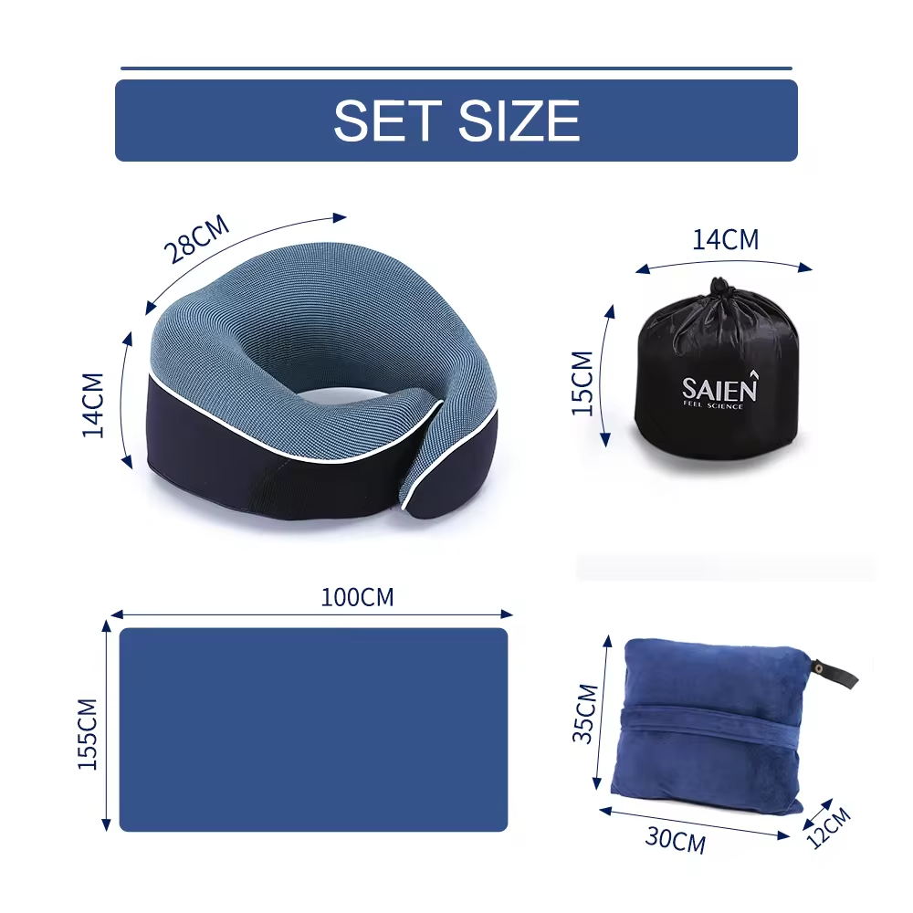 Customization Slow Rebound Memory Foam Neck Travel Pillow Folding Pillow for Camping Airplane Car Office Pillow