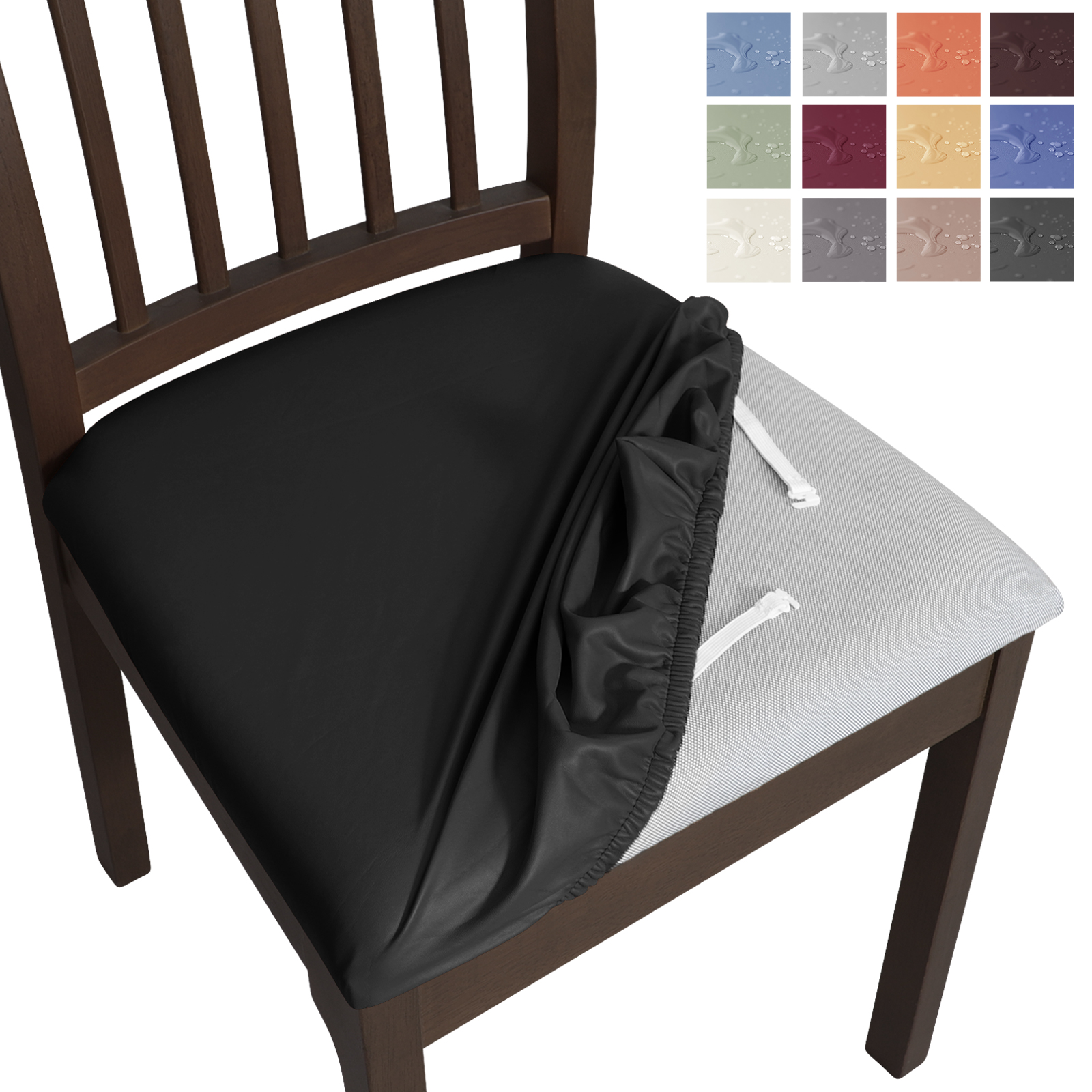 Forcheer Waterproof Seat Covers for Dining Room Chair Covers Removable Washable PU Kitchen Dining Chair Seat Slipcovers
