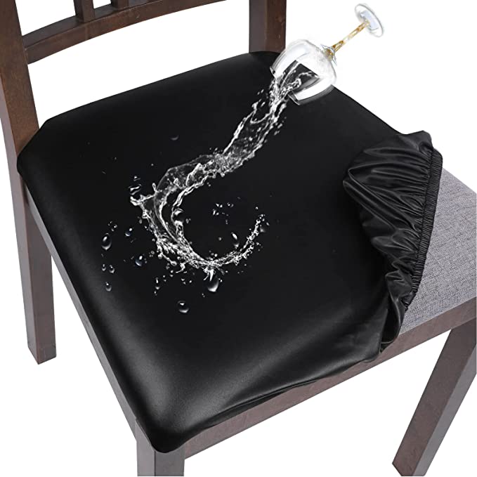 Forcheer Waterproof Seat Covers for Dining Room Chair Covers Removable Washable PU Kitchen Dining Chair Seat Slipcovers