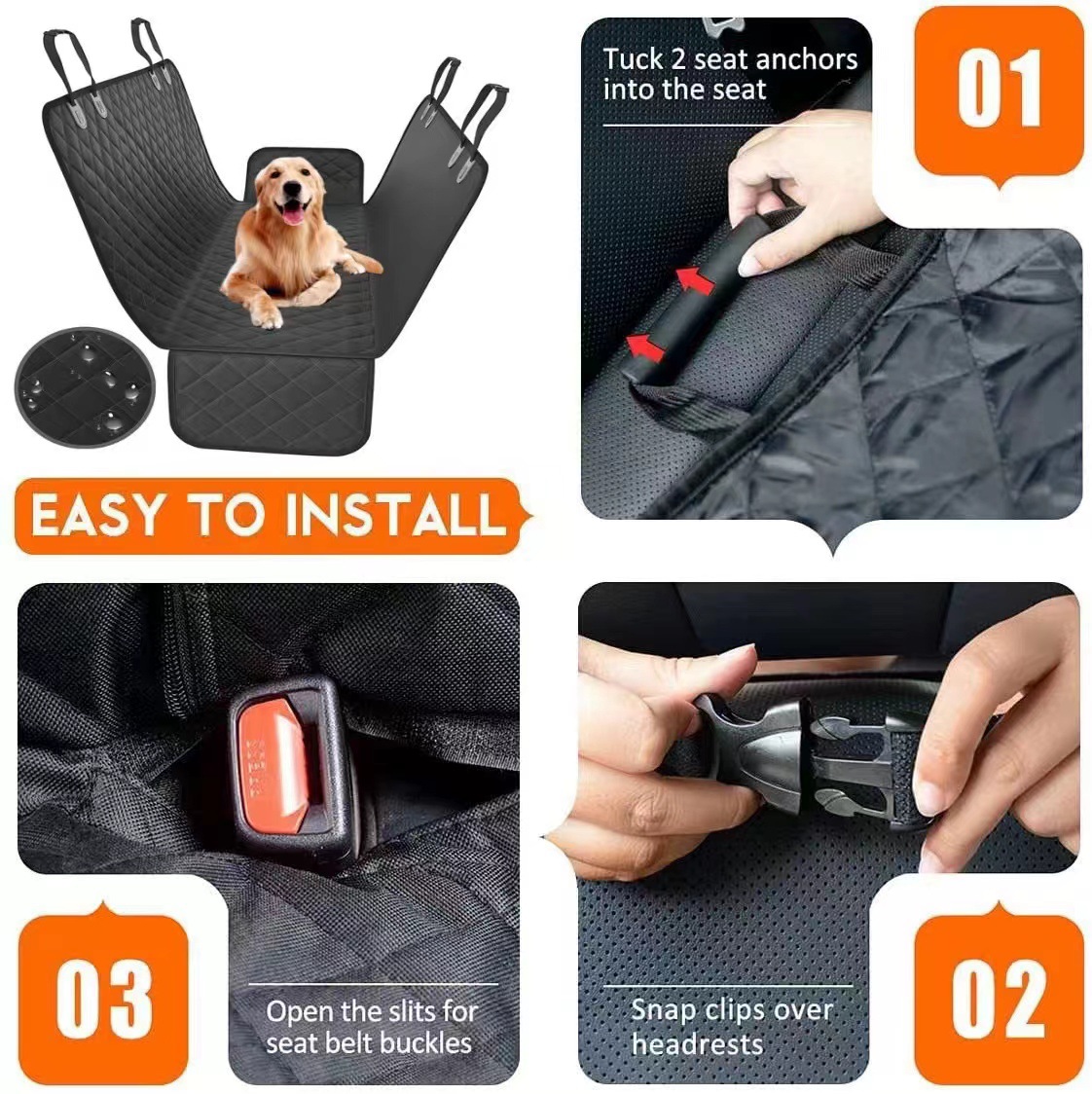 Waterproof Fordable Seat Protector Hammock Pets Dog Car Seat Cover Pet/dog Backseat Cover for Car Rear Back Seat