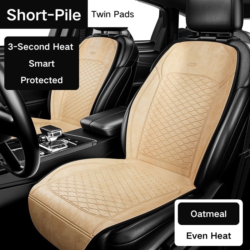 Universal Leather Car Heated Seat Cushion Graphene Technology Massage | Warm Keeping Lumbar Heater for Winter Driving Comfort