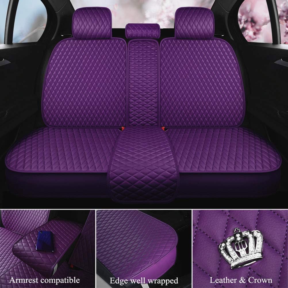 MESOROCK Luxury and Durable Custom Car Seat Covers Purple Leather Car Seat Covers Compatible Universal Fit Most Car