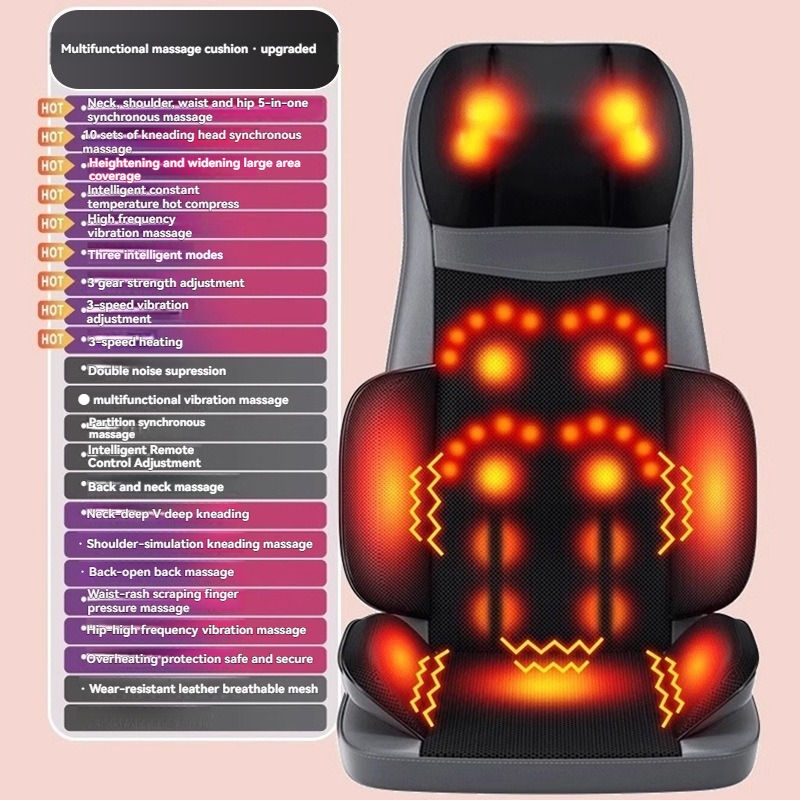 2026 Home Car Chair Cushion Kneading Vibration Massage Seat Cushion Shiatsu Neck and Back Massager Body Massage Back Pain Relief