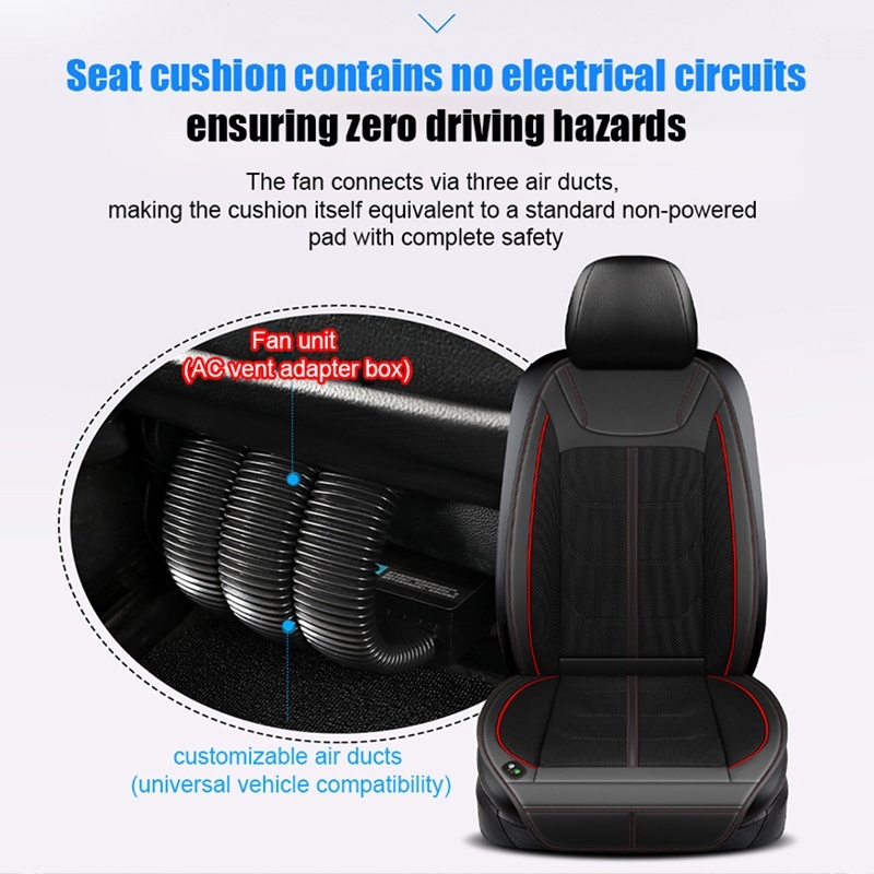 Luxury Cotton Car Seat Cooling Pad &amp; Seat Cover Summer Air Conditioning Cooling Rear Blowing Suction Air Car Ventilation